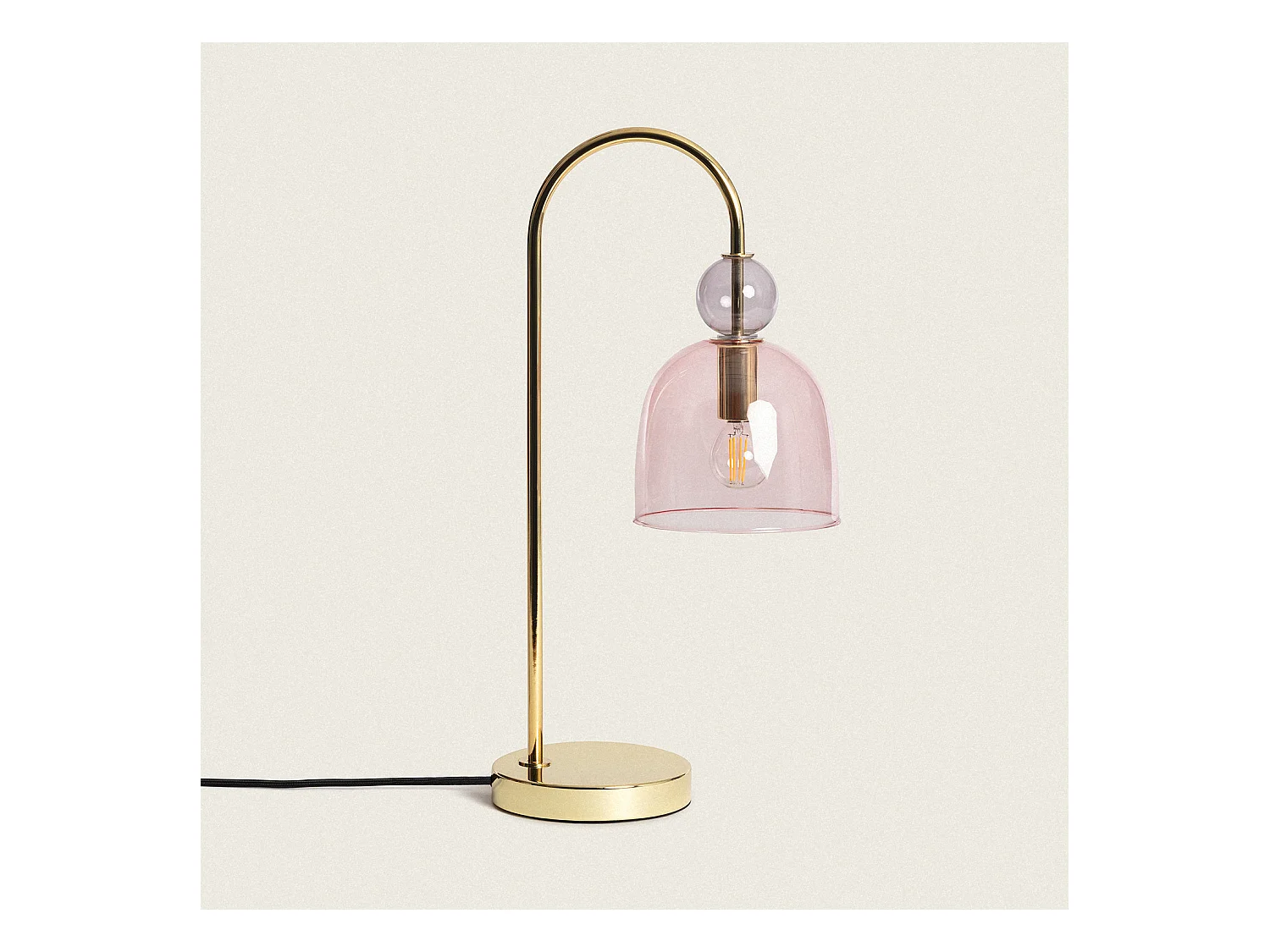 Lampe à Poser Métal et Verre Baudelaire Rose
