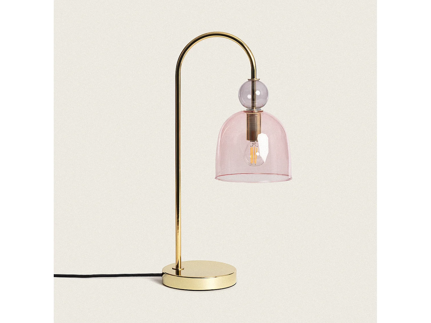 Lampe à Poser Métal et Verre Baudelaire Rose