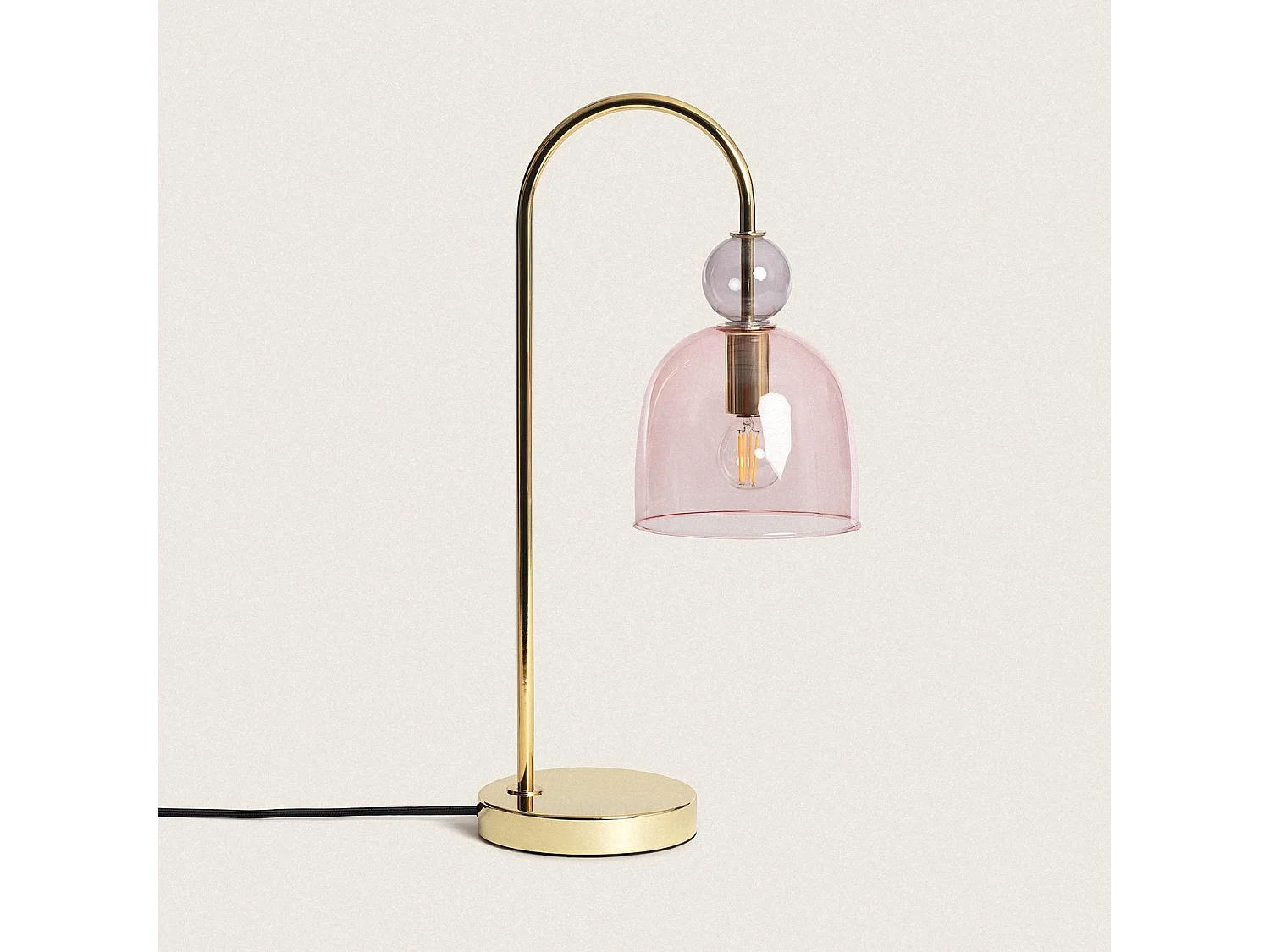 Lampada da Tavolo Metallo e Vetro Baudelaire Rosa