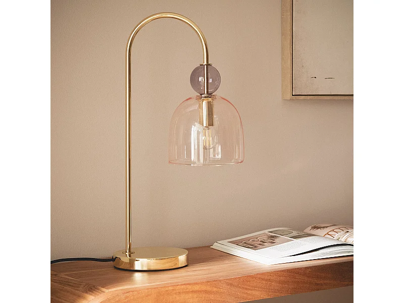 Lampe à Poser Métal et Verre Baudelaire Rose