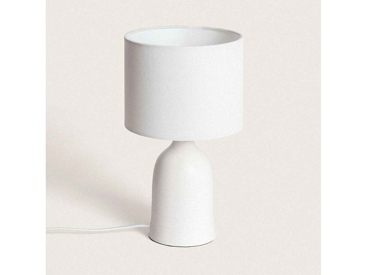 Lámpara de Mesa Cerámica y Tela Barva Blanco