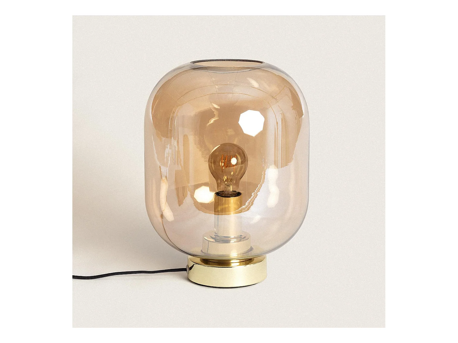 Lampe à Poser Métal et Verre Nélida Ambre