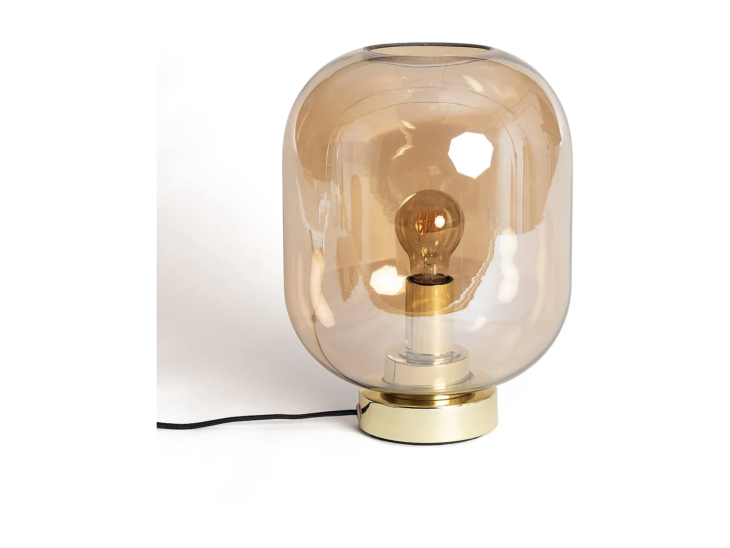 Lampada da Tavolo Metallo e Vetro Nélida Ambra