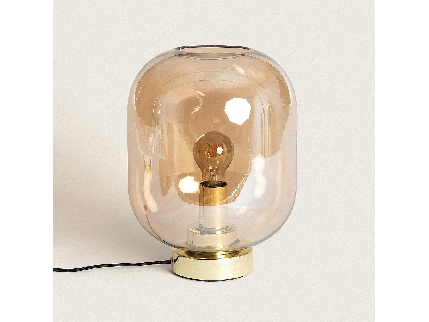 Lampada da Tavolo Metallo e Vetro Nélida Ambra