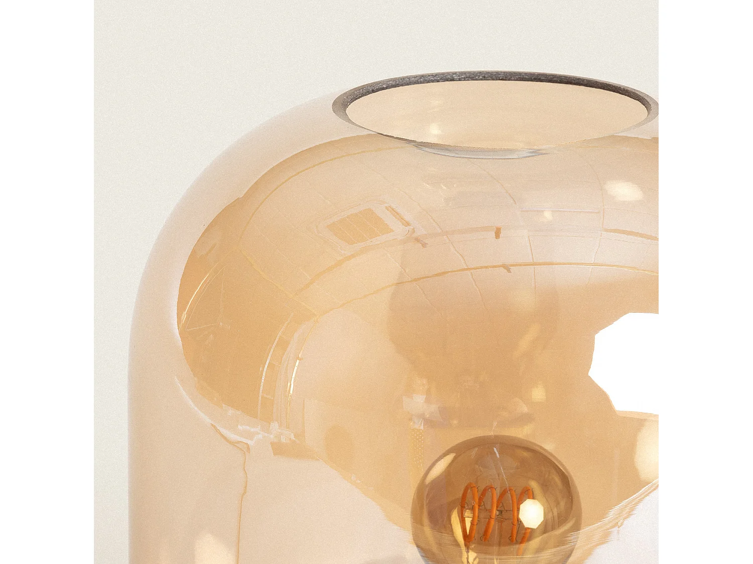 Lampada da Tavolo Metallo e Vetro Nélida Ambra
