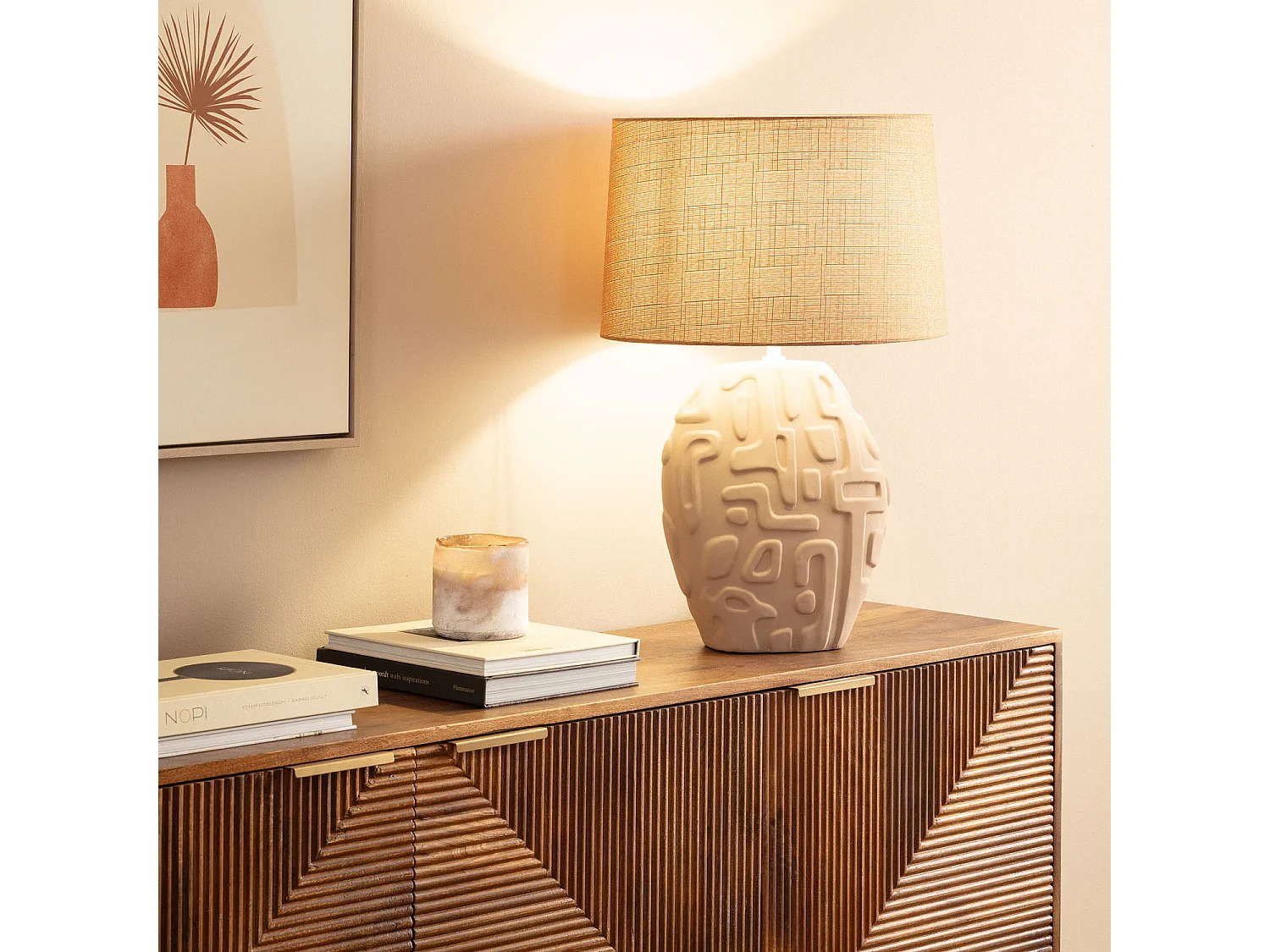 Lámpara de Mesa Cerámica Surab Beige