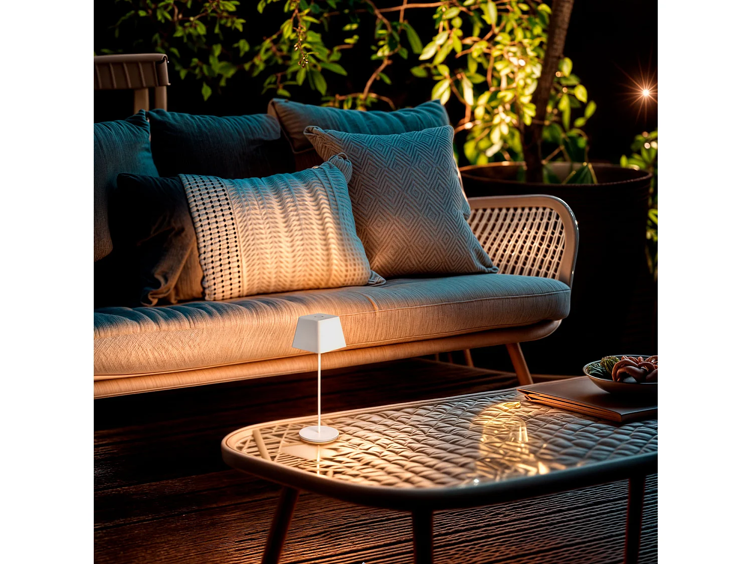 Lampe à Poser LED Extérieure portative Aluminium avec Batterie Rechargeable Willy   Blanc