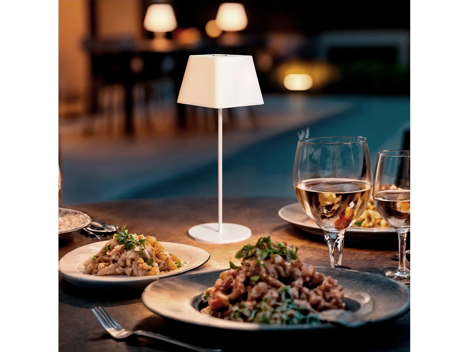 Lampe à Poser LED Extérieure portative Aluminium avec Batterie Rechargeable Willy   Blanc