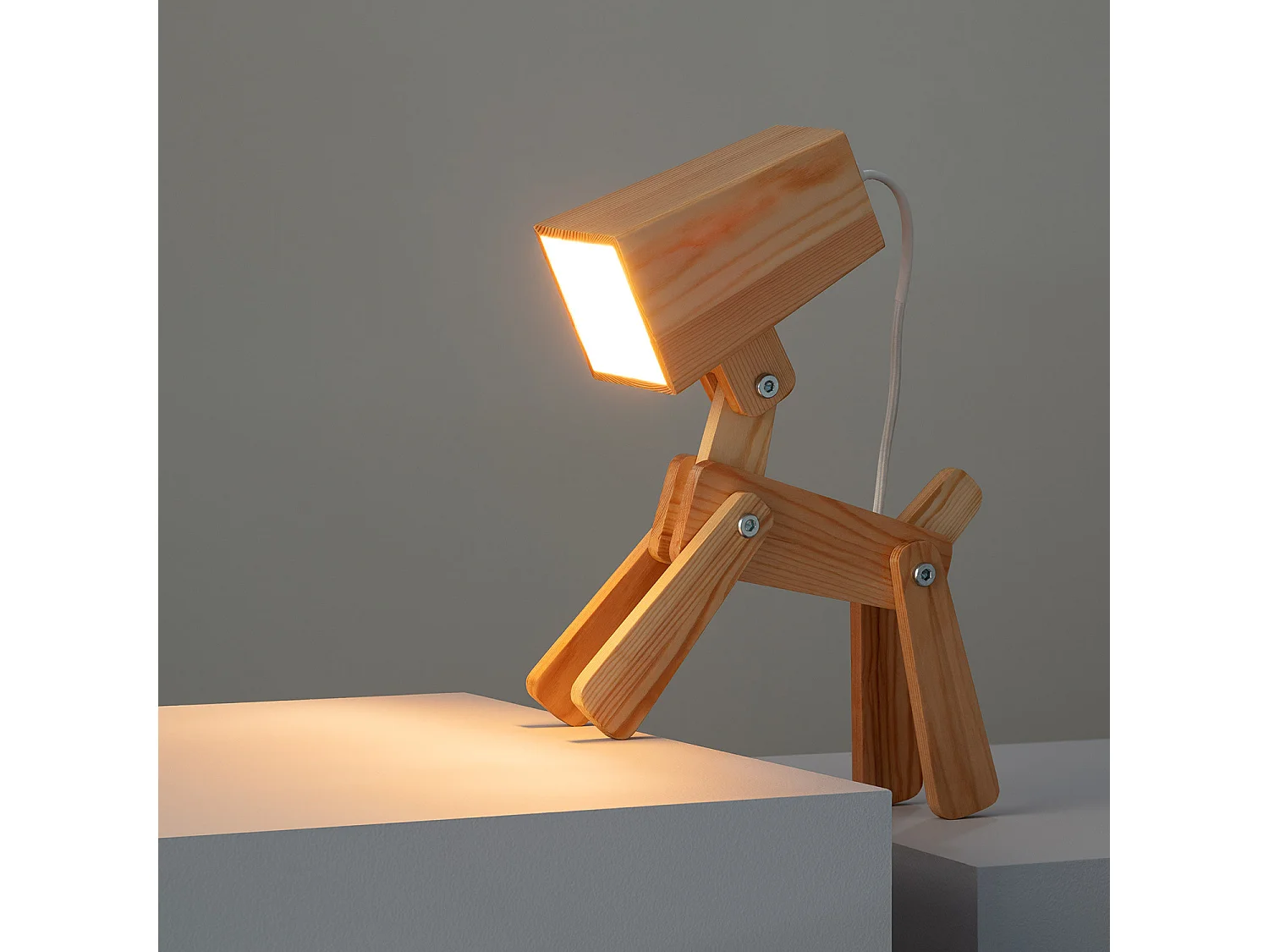 Lampe à Poser Métal et Bois Kids Coba Doggi Naturel
