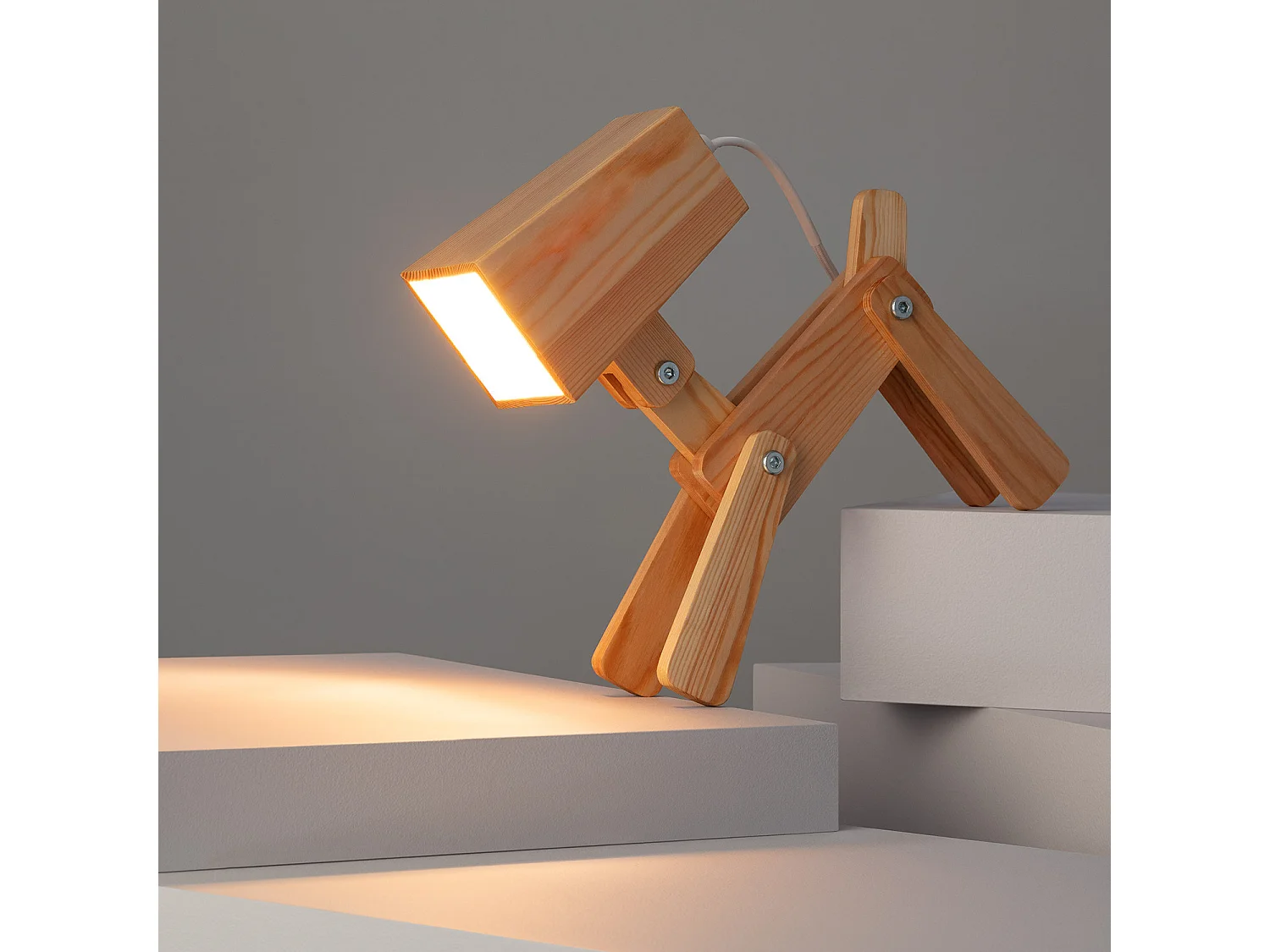 Lampe à Poser Métal et Bois Kids Coba Doggi Naturel