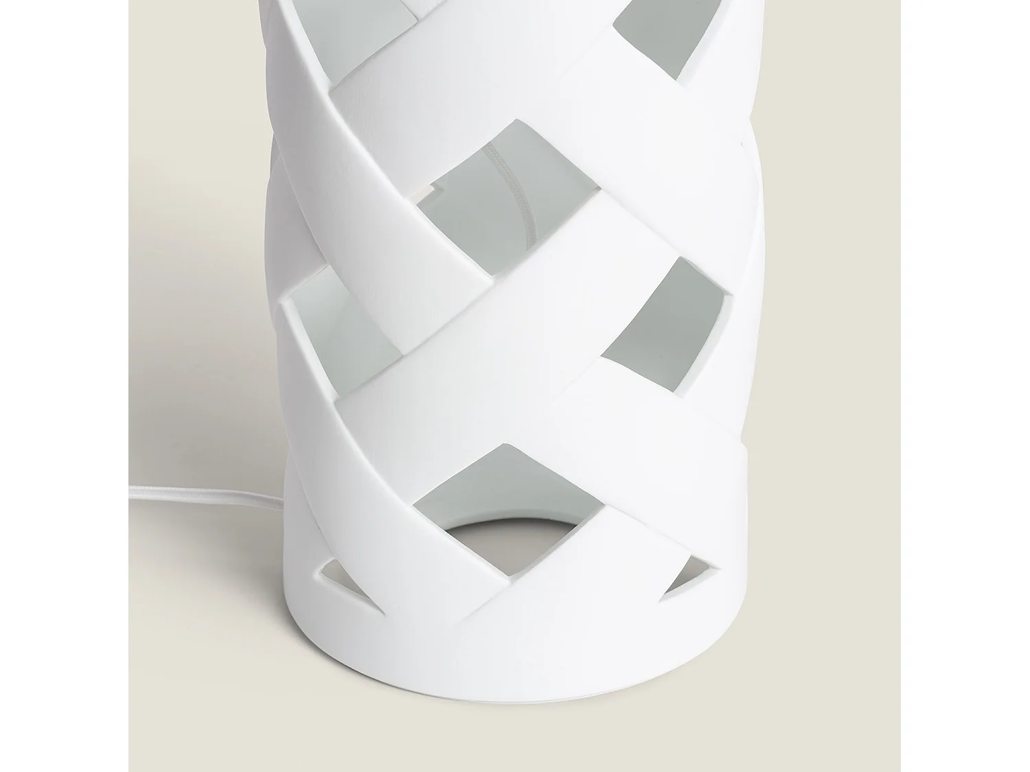 Lampe à Poser Céramique et Tissu Makalu Blanc