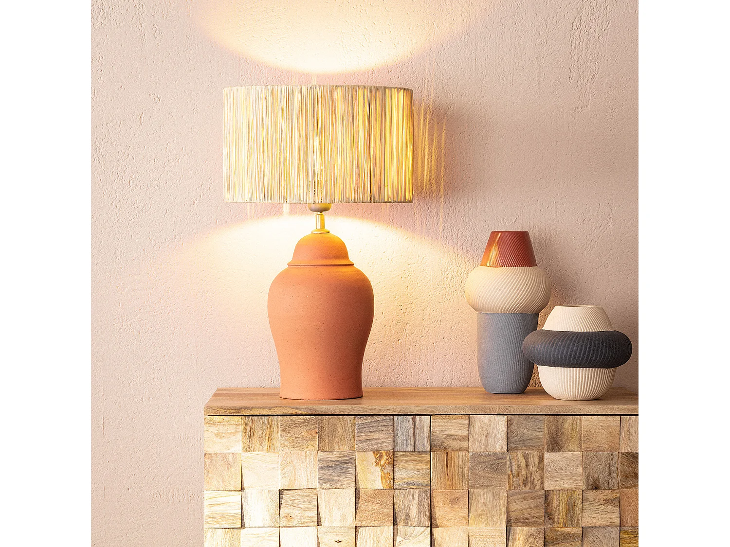 Lampe à Poser Terracota Ilana ILUZZIA Naturel