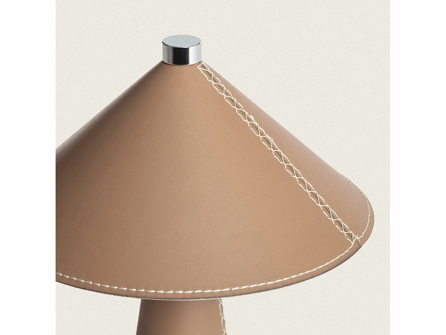 Lampada da Tavolo LED 3W Portatile Cuoio e Metallo con Batteria USB Ricaricabile Nhalma Marrone Chiaro