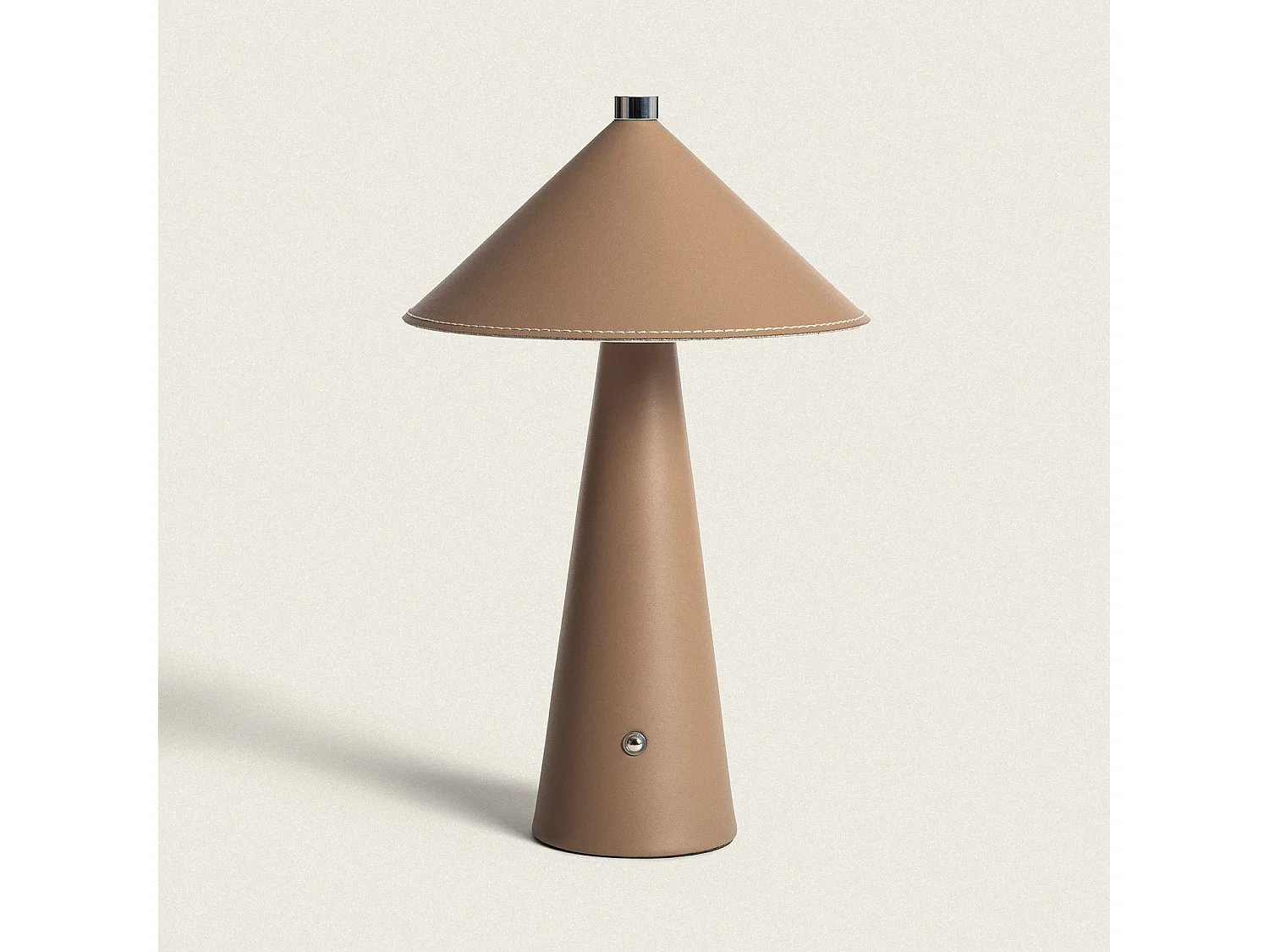 Lampe à Poser LED 3W Portable Cuir et Métal avec Batterie USB Rechargeable Nhalma Brun clair