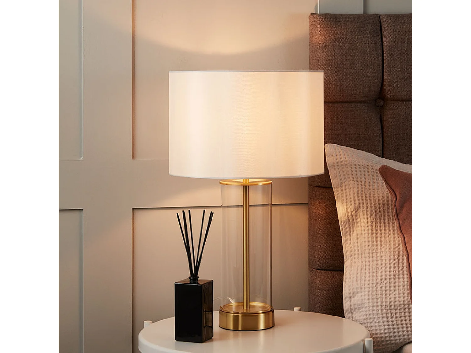 Lámpara de Mesa Metal y Cristal Malta con Interruptor táctil Latón