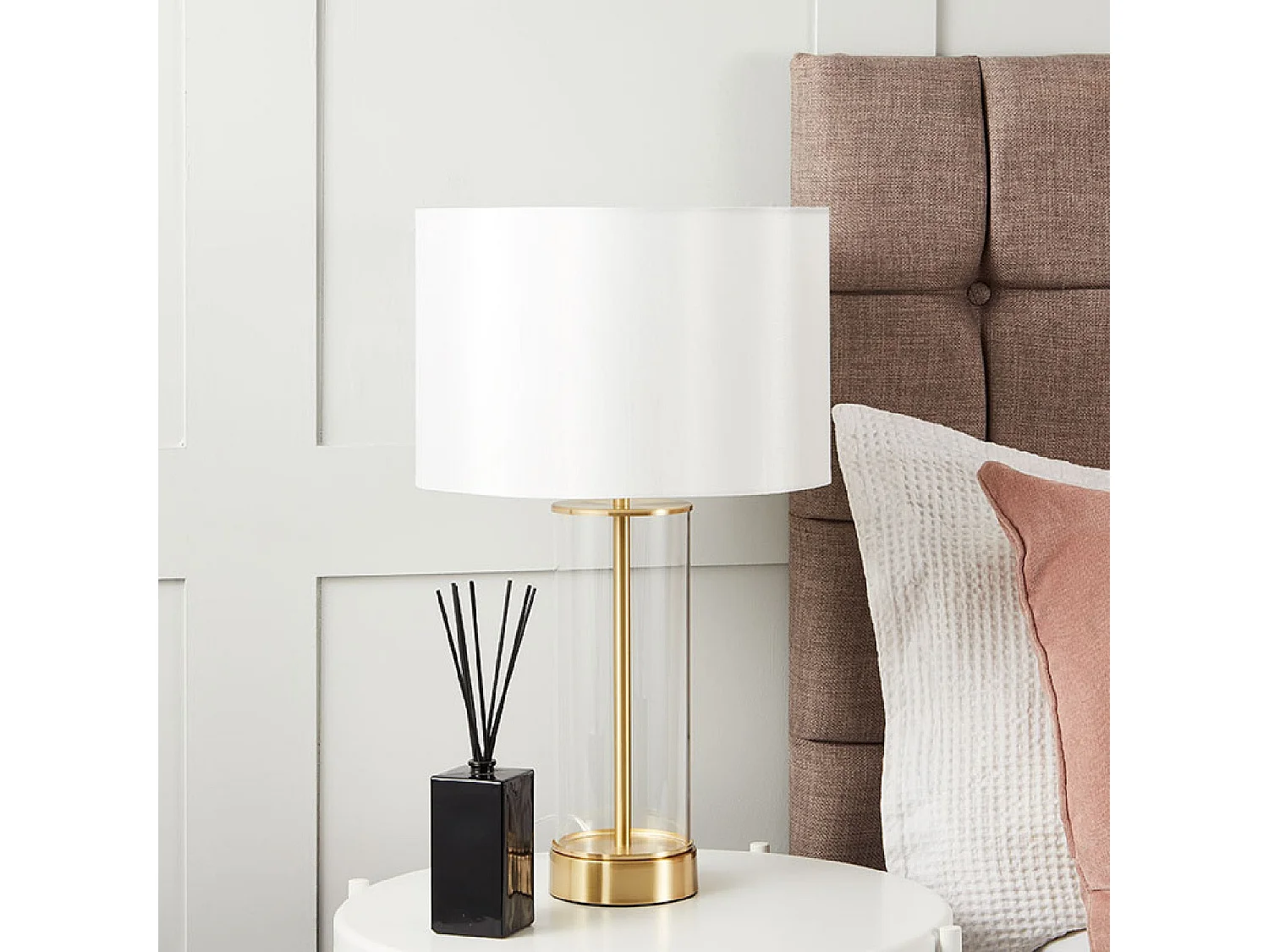 Lámpara de Mesa Metal y Cristal Malta con Interruptor táctil Latón