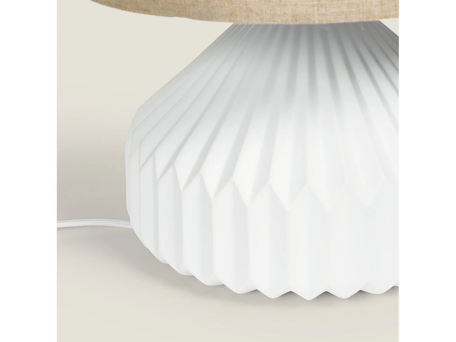 Lampada da Tavolo Porcellana e Tessuto Monduver Bianco