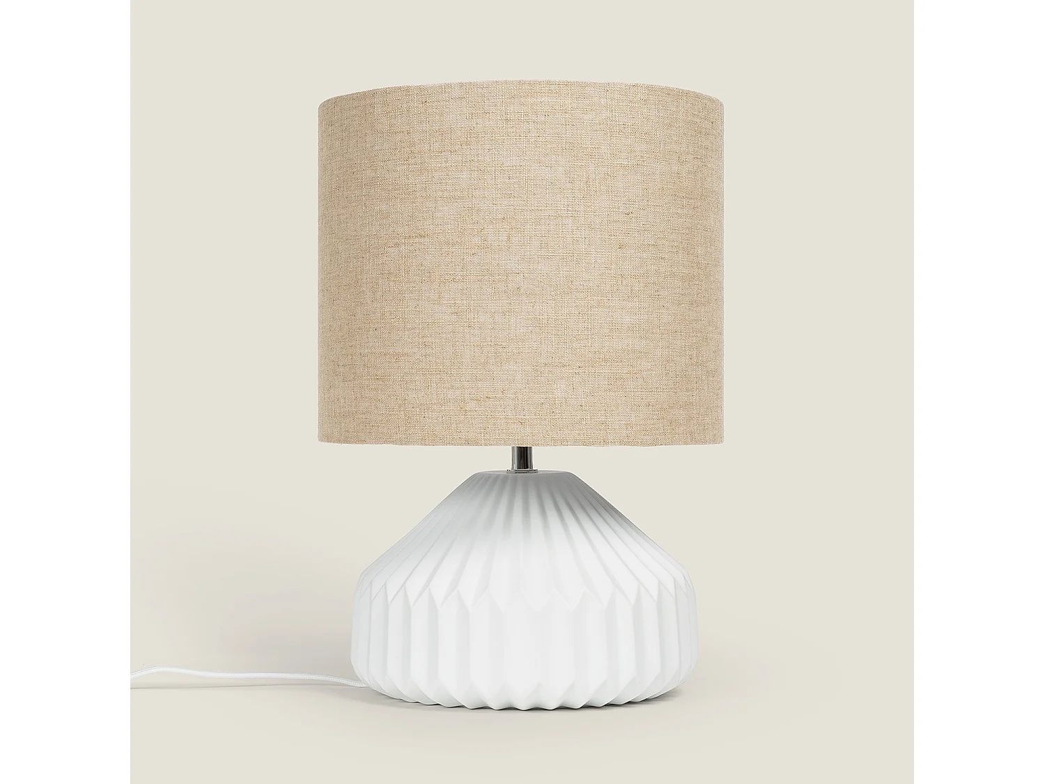 Lampe à Poser Porcelaine et Tissu Monduver Blanc