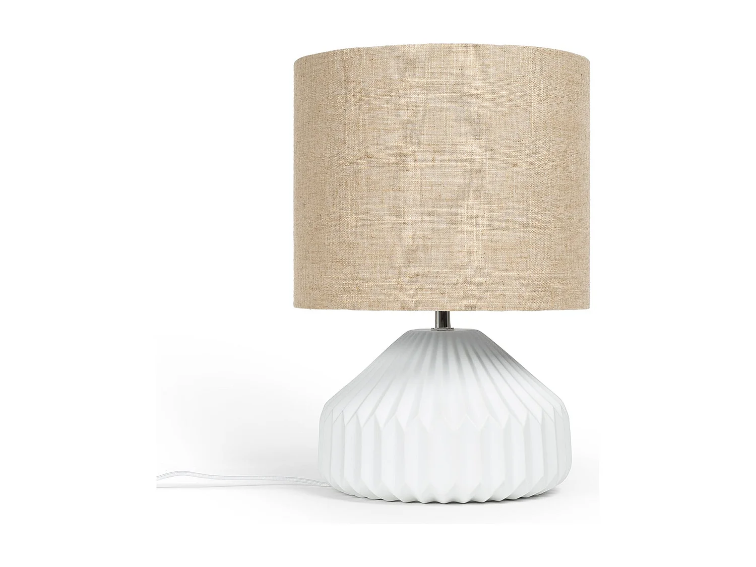 Lampe à Poser Porcelaine et Tissu Monduver Blanc