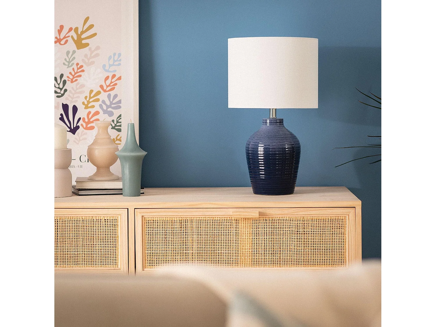 Lampe à Poser en Céramique Botijo Bleu foncé