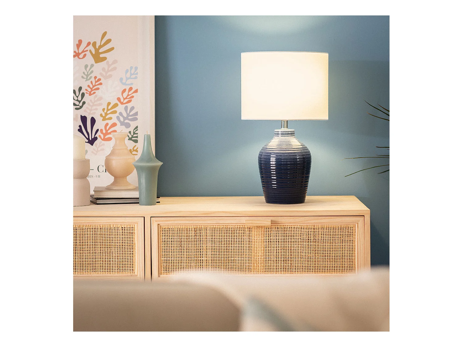 Lampe à Poser en Céramique Botijo Bleu foncé