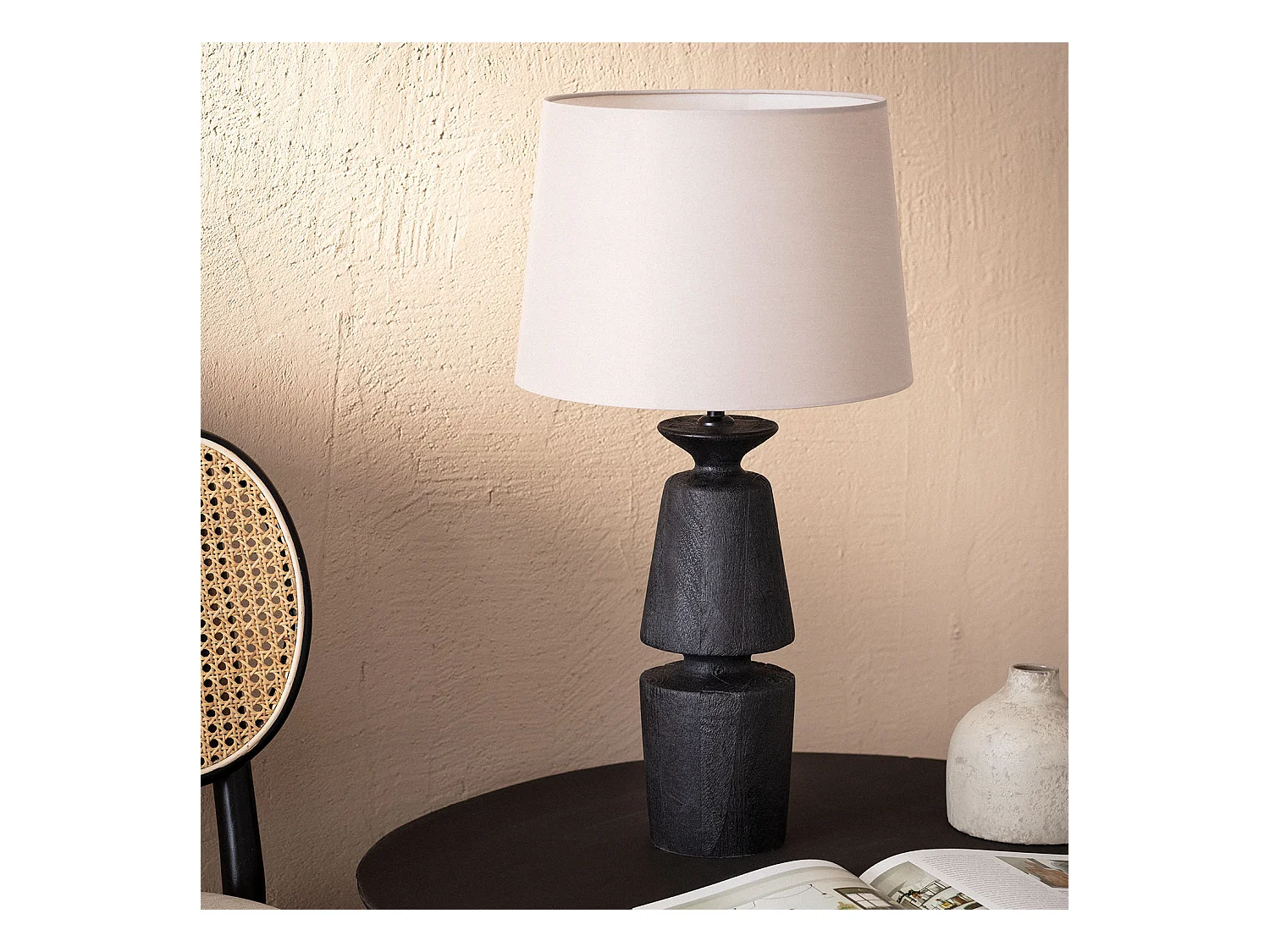 Lampe à Poser Bois Alaia ILUZZIA Taupe