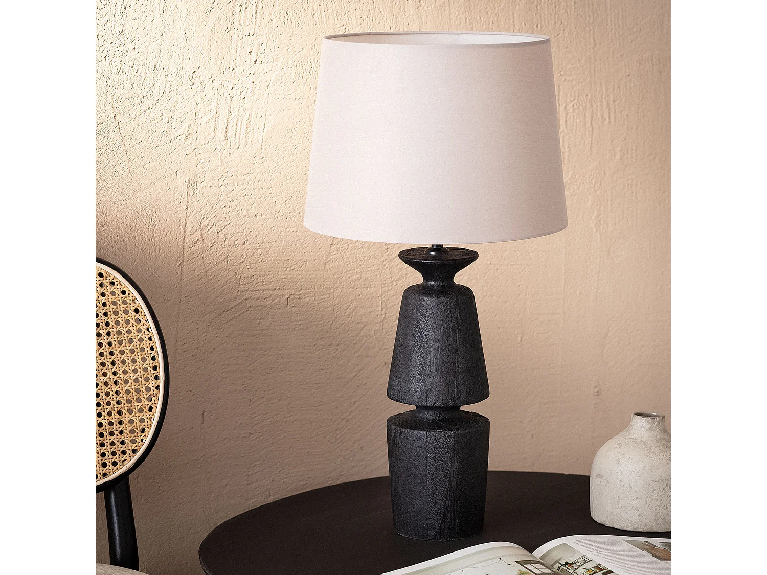 Lampe à Poser Bois Alaia ILUZZIA Taupe