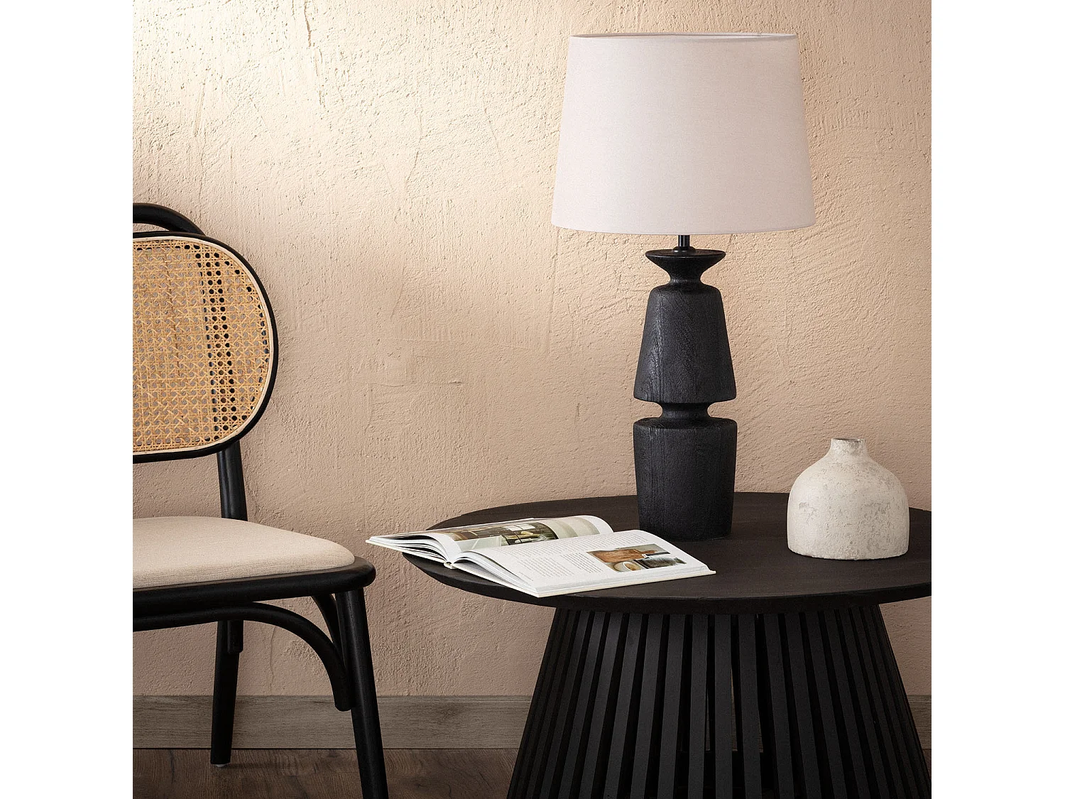 Lampe à Poser Bois Alaia ILUZZIA Taupe