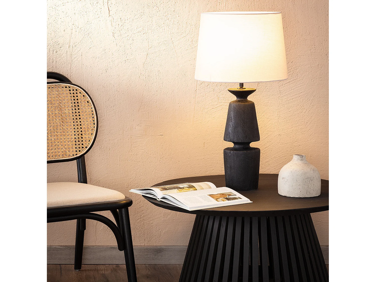 Lampe à Poser Bois Alaia ILUZZIA Taupe