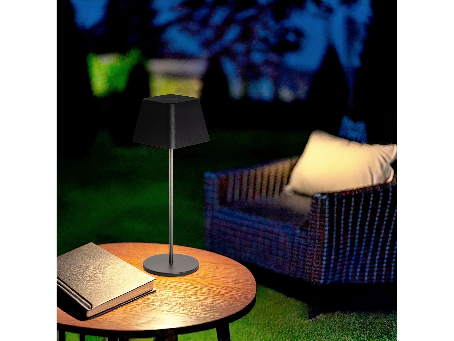 Lámpara de Mesa LED Portátil para Exterior Aluminio con Batería Recargable Willy Negro