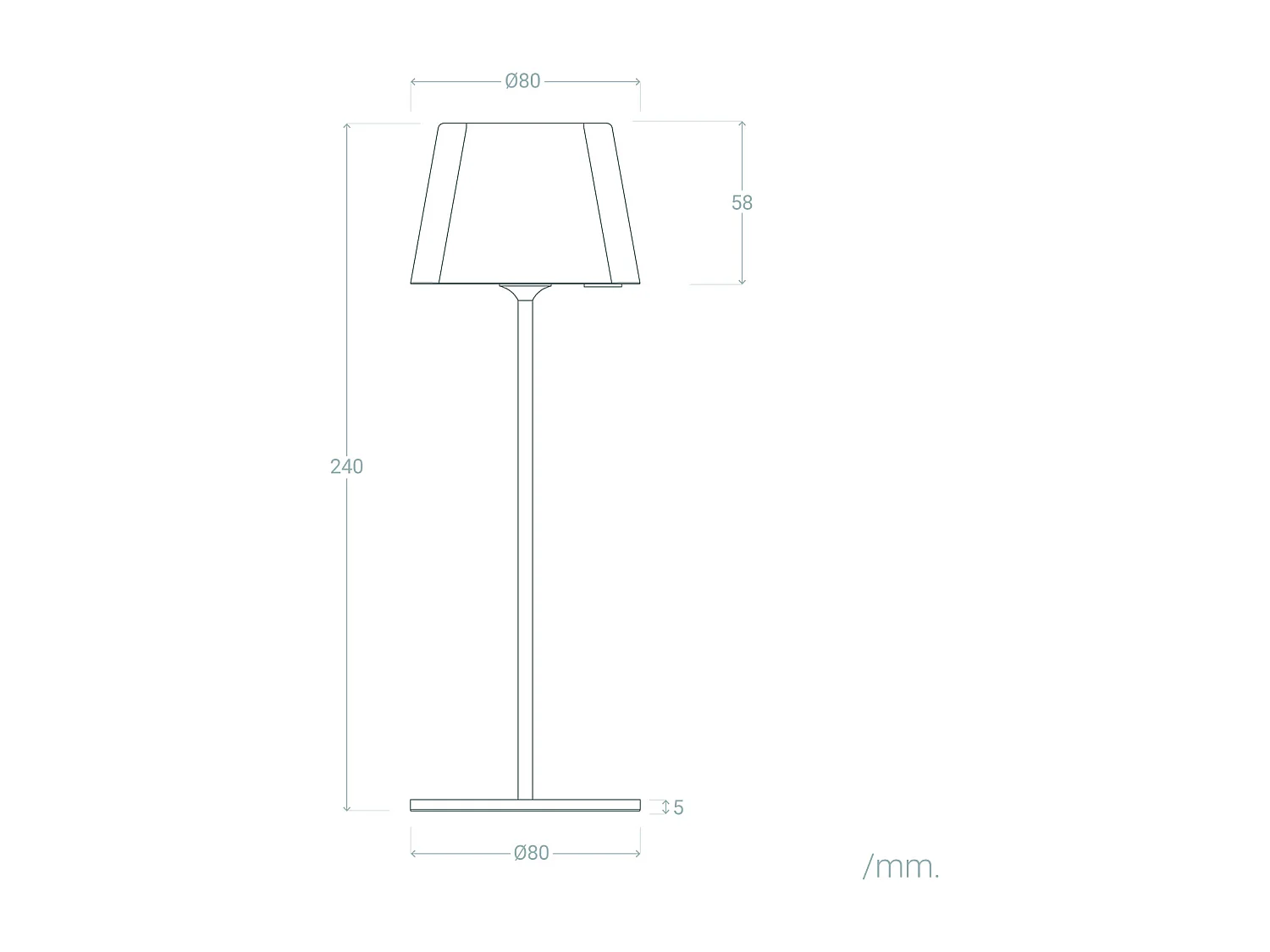 Lámpara de Mesa LED Portátil para Exterior Aluminio con Batería Recargable Willy Negro