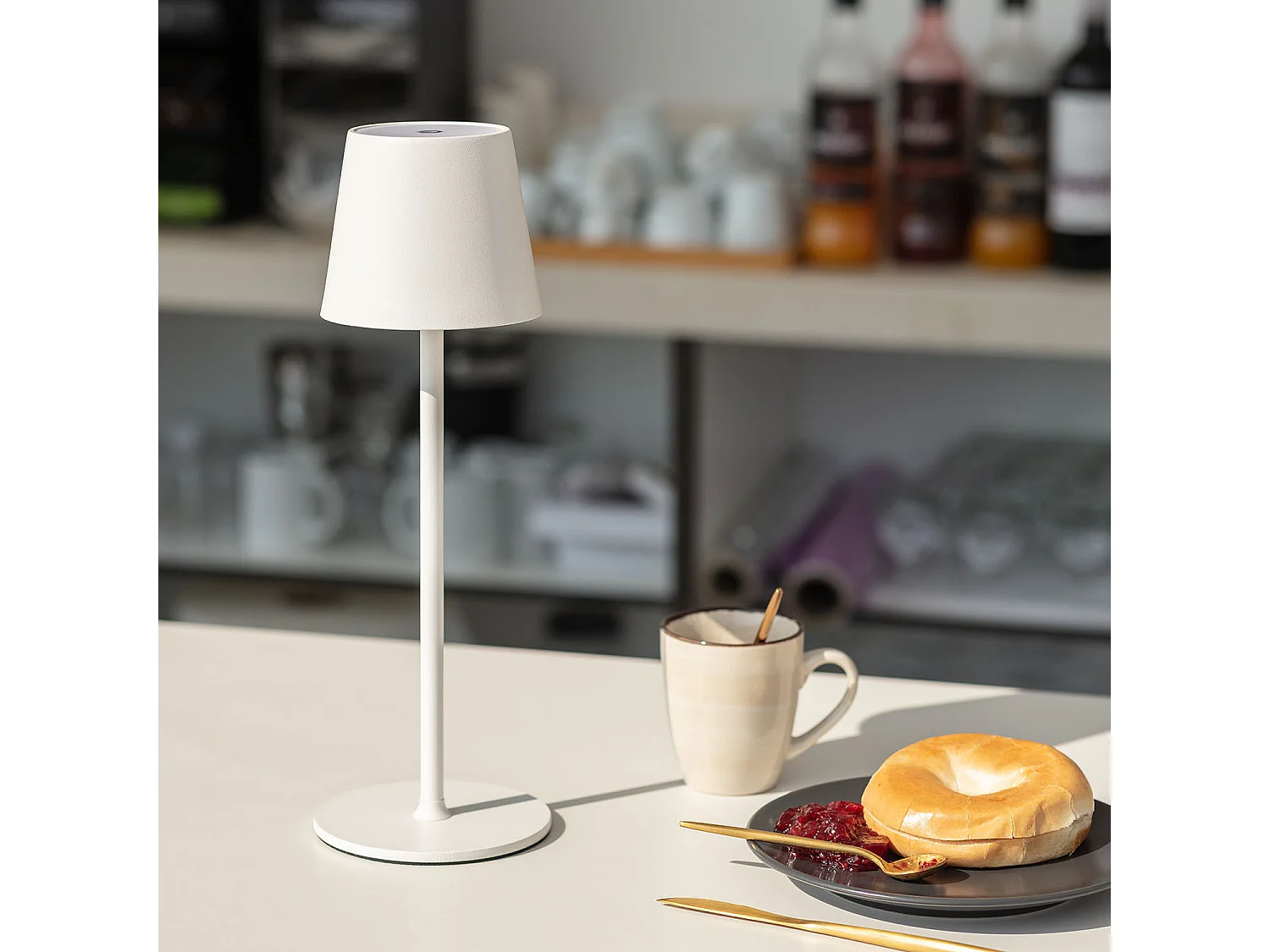Lámpara de Mesa LED 3W Portátil de Metal con Batería USB Recargable Anisa Blanco