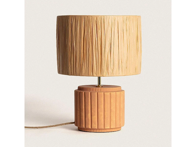 Lampada da Tavolo Ceramica e Rafia Kinney Terracotta