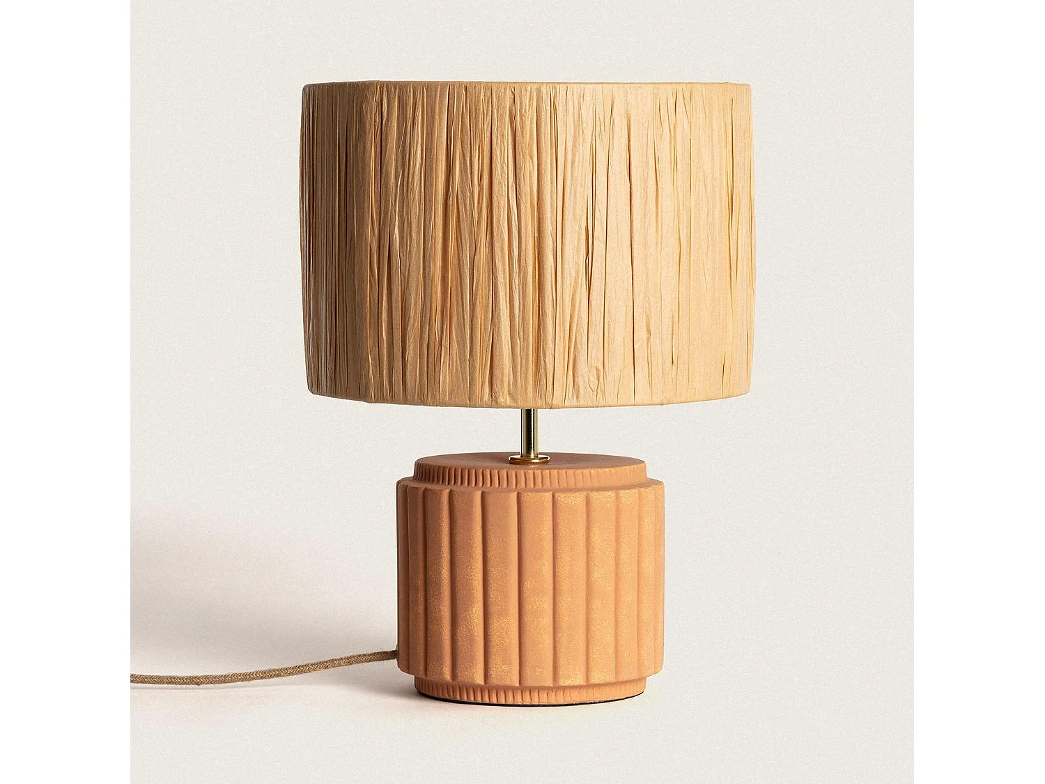 Lampe à Poser Céramique et Raphia Kinney Terre cuite