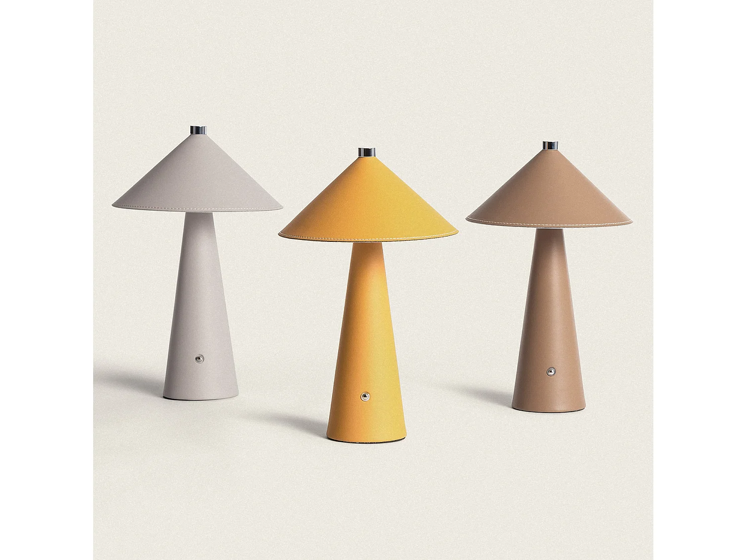 Lampada da Tavolo LED 3W Portatile Cuoio e Metallo con Batteria USB Ricaricabile Nhalma Beige