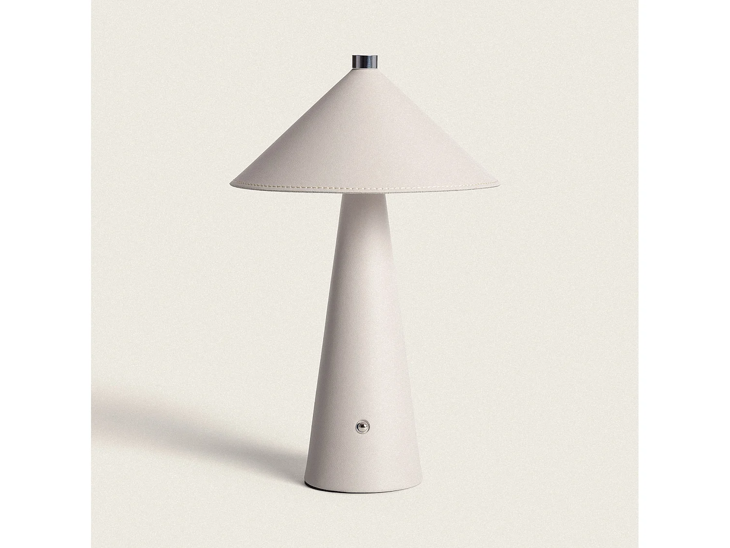 Lampada da Tavolo LED 3W Portatile Cuoio e Metallo con Batteria USB Ricaricabile Nhalma Beige