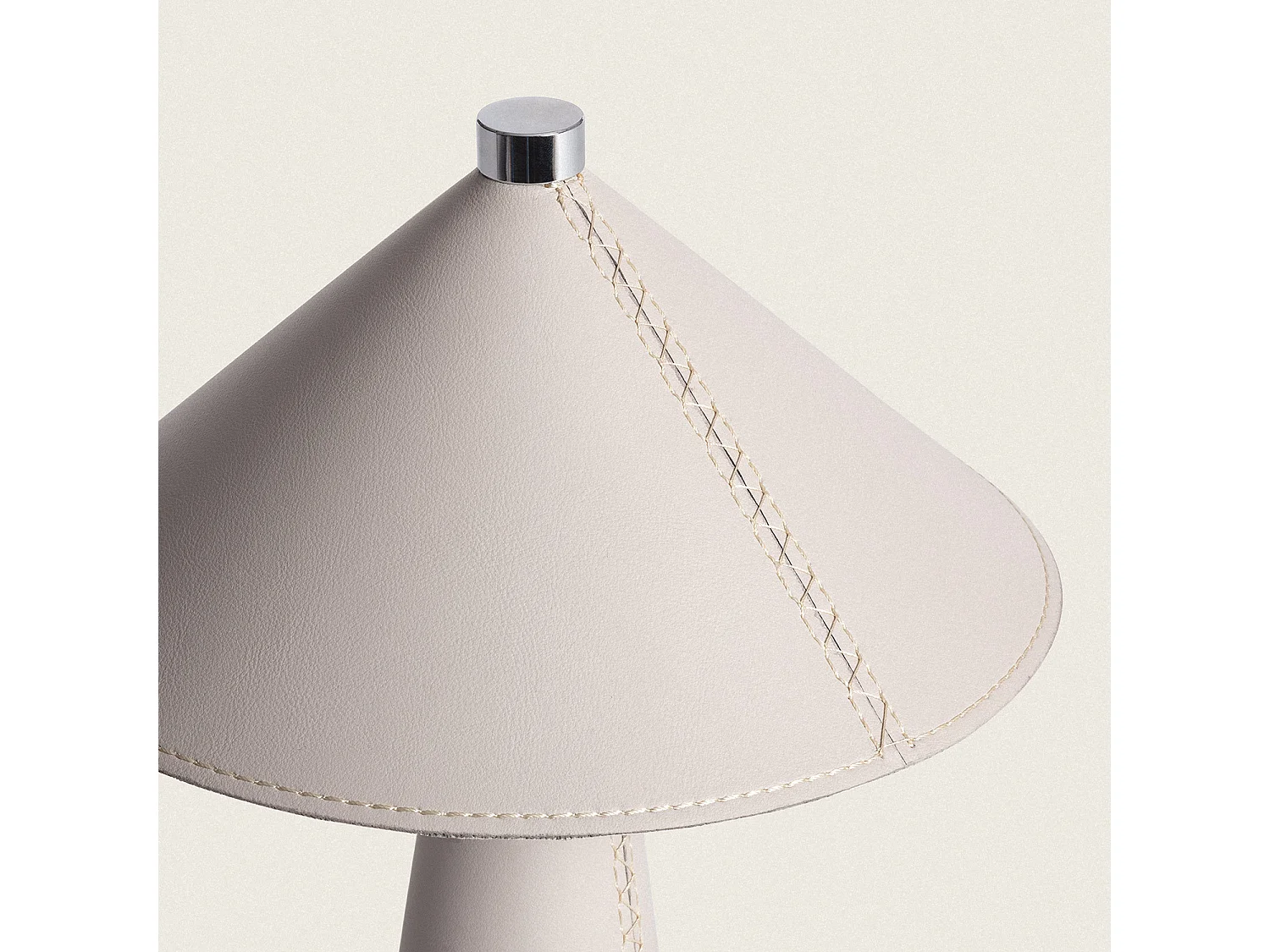 Lampada da Tavolo LED 3W Portatile Cuoio e Metallo con Batteria USB Ricaricabile Nhalma Beige