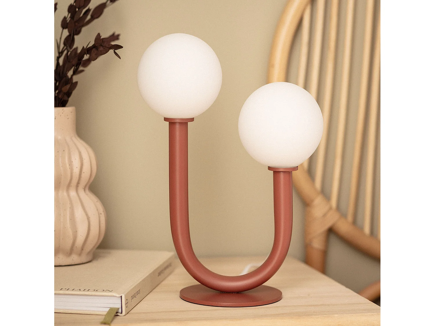 Lampe à Poser Métal et Verre Zeina Terre cuite