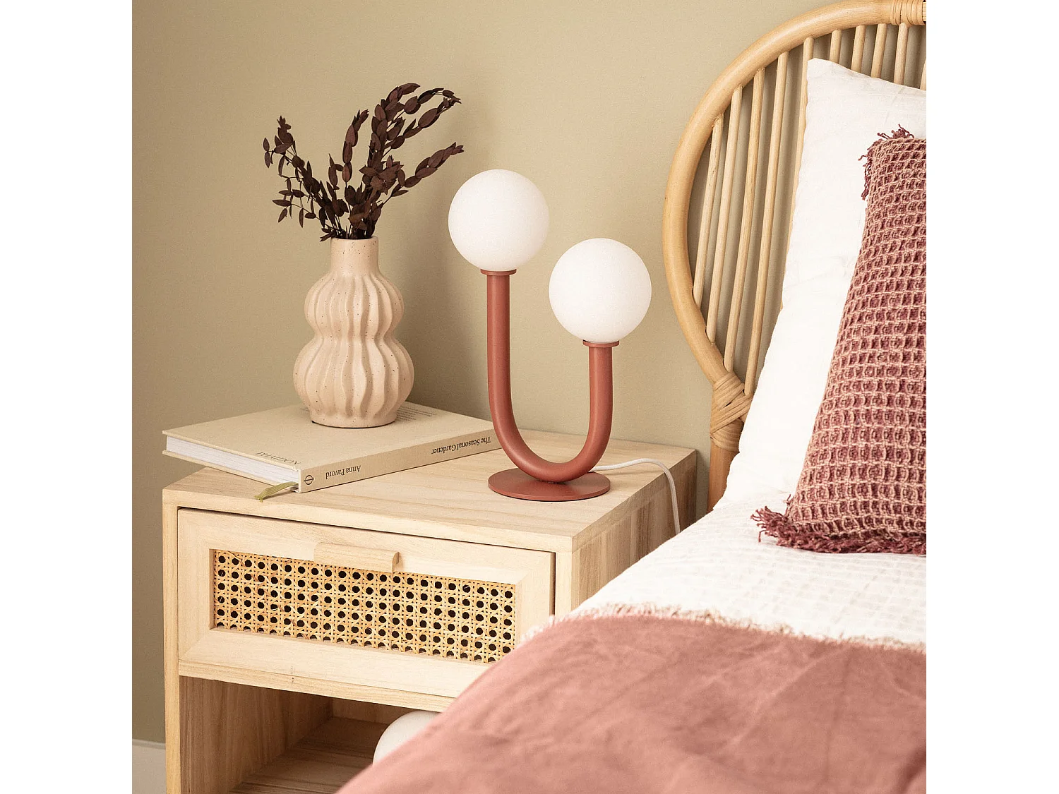 Lampe à Poser Métal et Verre Zeina Terre cuite