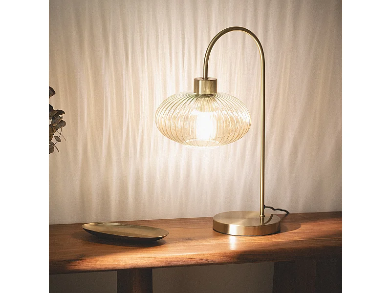 Lámpara de Mesa Metal y Cristal Basile Ámbar