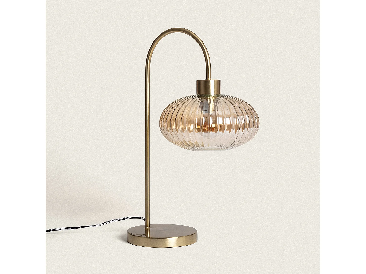 Lampe à Poser Métal et Verre Basile Ambre