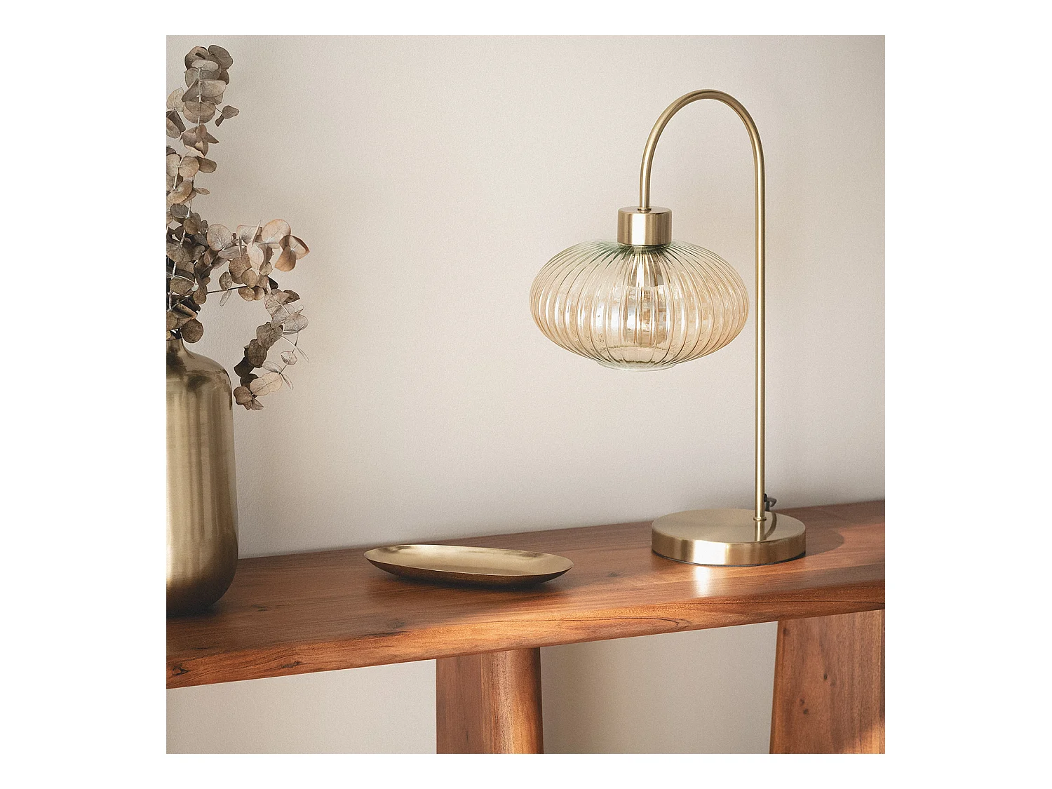 Lampe à Poser Métal et Verre Basile Ambre