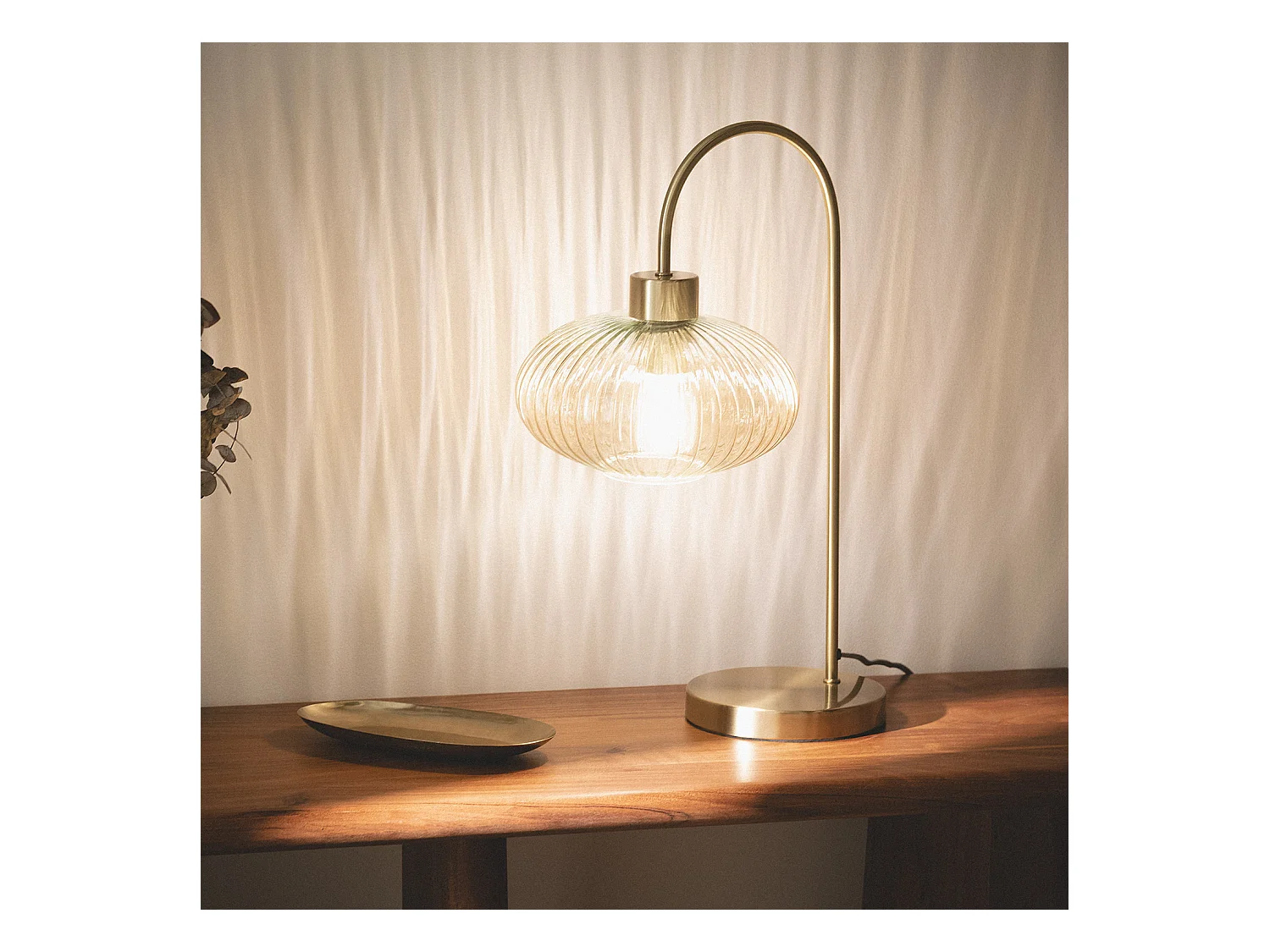 Lampe à Poser Métal et Verre Basile Ambre