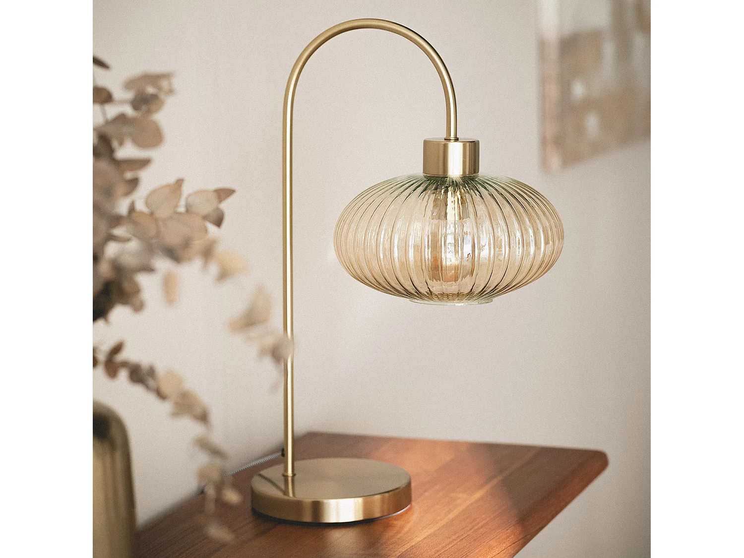 Lampe à Poser Métal et Verre Basile Ambre