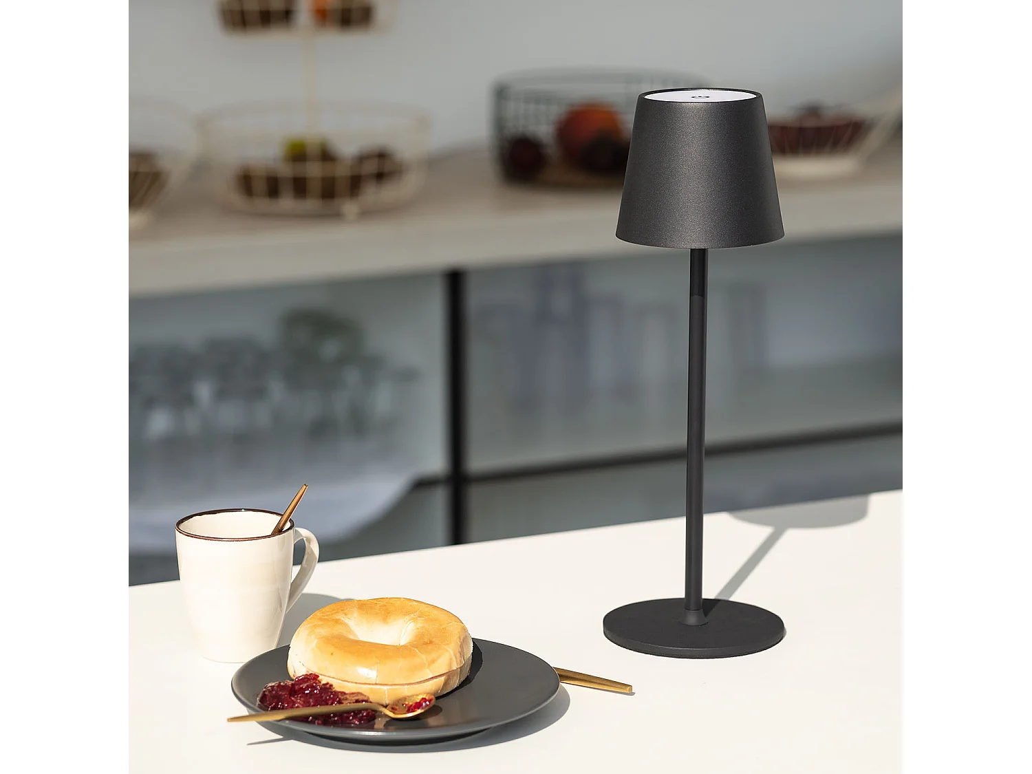 Lámpara de Mesa LED 3W Portátil de Metal con Batería USB Recargable Anisa Negro