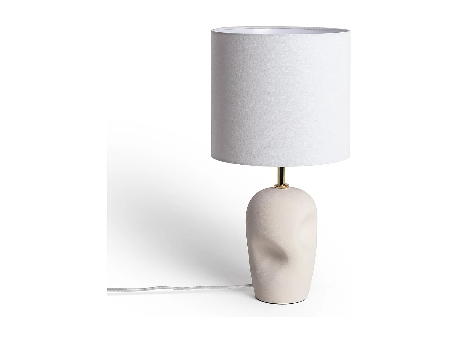 Lampada da Tavolo in Ceramica e Tessuto Barta Bianco