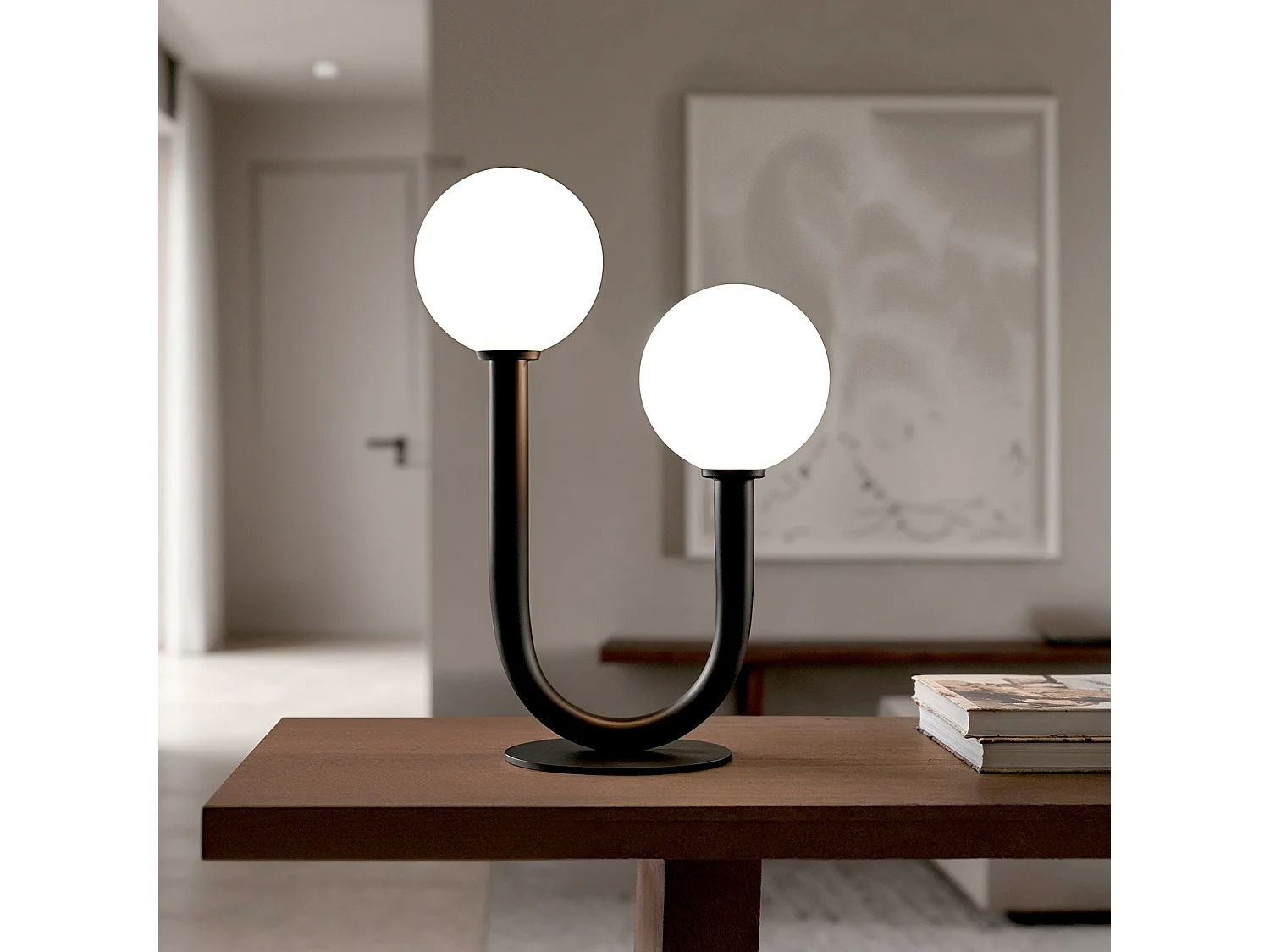 Lampe à Poser Métal et Verre Zeina Noir