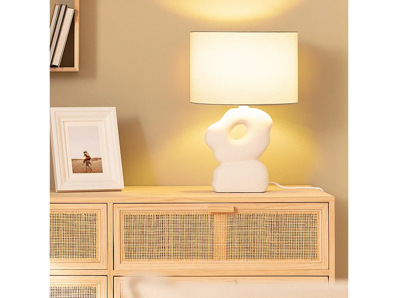 Lámpara de Mesa Cerámica Illinois Blanco