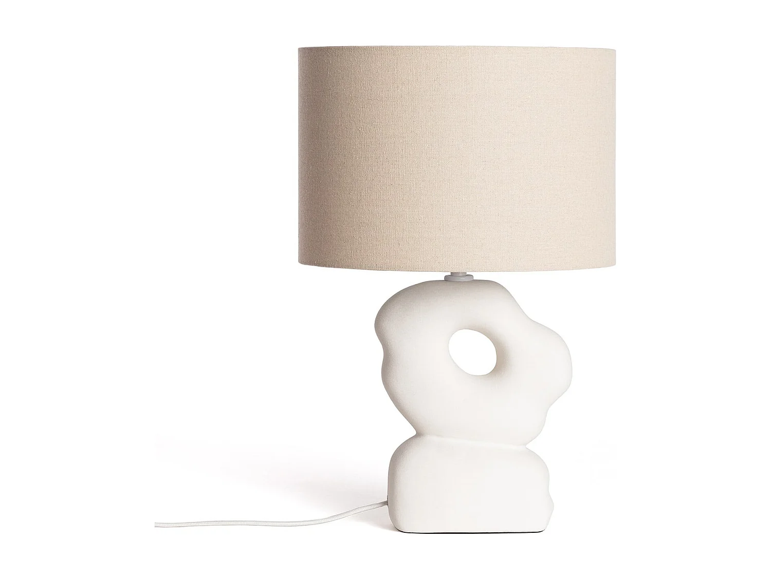Lampe à Poser Céramique et Lin Illinois Blanc