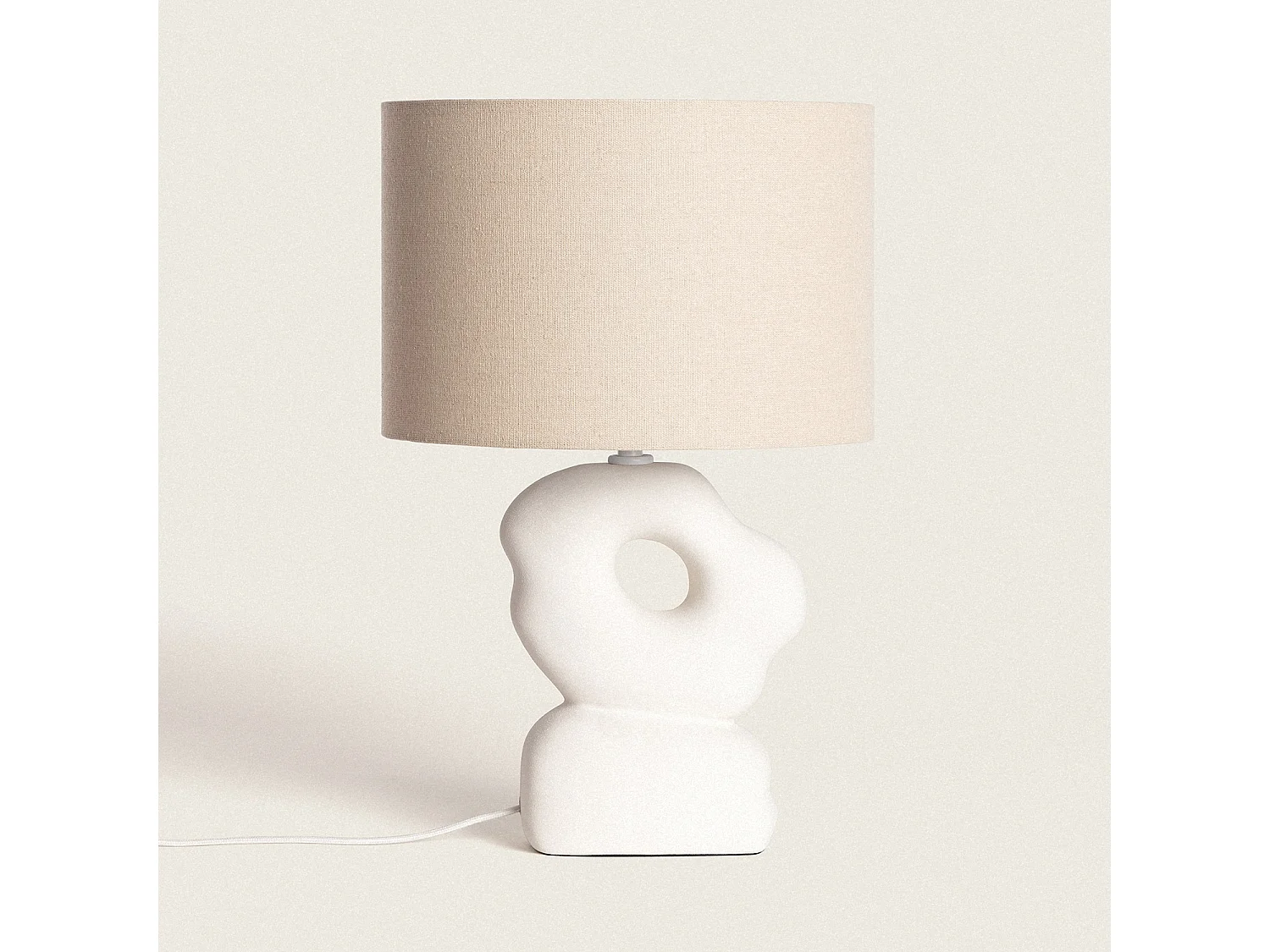 Lampe à Poser Céramique et Lin Illinois Blanc